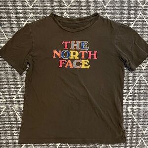 The North Face Kids Army Green Tee with Multicolor Logo
